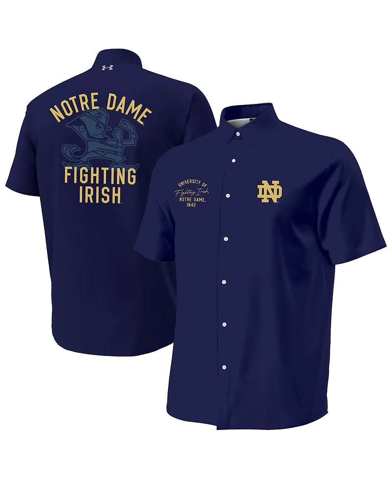 Under Armour Men's Navy Notre Dame Fighting Irish Gameday Armourfuse Camp Button-Up Shirt