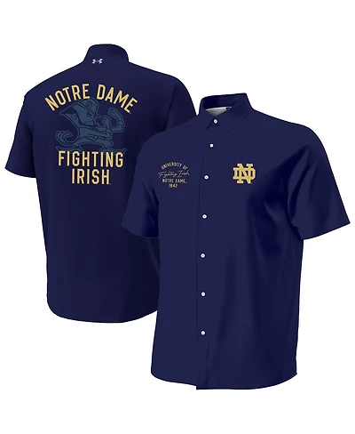 Under Armour Men's Navy Notre Dame Fighting Irish Gameday Armourfuse Camp Button-Up Shirt