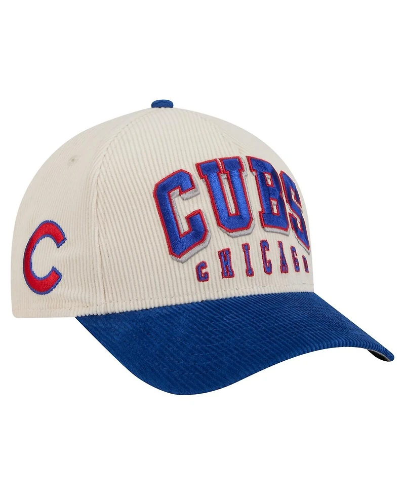 New Era Men's Cream/Royal Chicago Cubs Sided Corduroy 9FORTY A-Frame Adjustable Hat