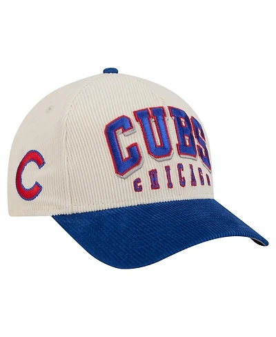 New Era Men's Cream/Royal Chicago Cubs Sided Corduroy 9FORTY A-Frame Adjustable Hat