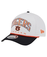 New Era Men's White/Navy Auburn Tigers Arch Two-Tone Rope 9FORTY A-Frame M-Crown Adjustable Hat
