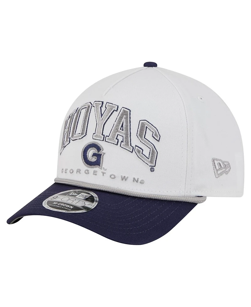 New Era Men's White/Navy Georgetown Hoyas Arch Two-Tone Rope 9FORTY A-Frame M-Crown Adjustable Hat