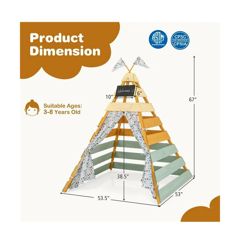 Lycvki Kids Triangle Play Tent Foldable Playhouse Creative Hideaway Fort for Boys and Girls