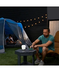 Outbound 8 Person 3 Season Easy Up Camping Dome Tent with Rainfly & Porch, Blue