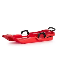 Slippery Racer Downhill Thunder Kids Toddler Plastic Toboggan Snow Sled, Red