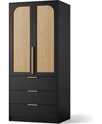 gaomon Armoire Wardrobe Closet, 69.5" Wooden Wardrobe Cabinet with 3 Drawers, Hanging Rod, 2 Doors Clothing Storage Cabinet for Bedroom, Large Ca
