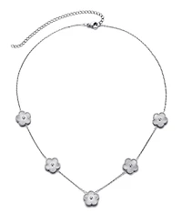 Adornia Tarnish Resistant Silver 5-Leaf Clover Station Necklace