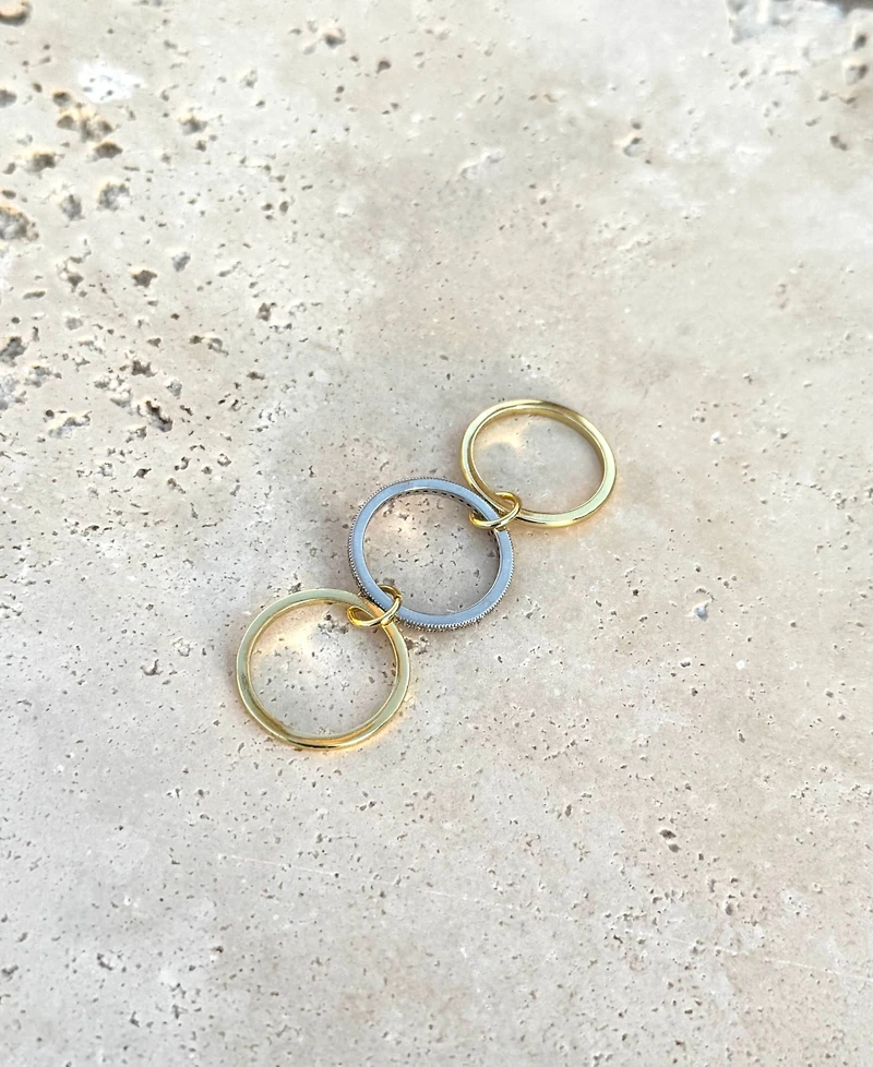 Adornia Gold and Silver Cz Connected 3-Piece Ring Stack