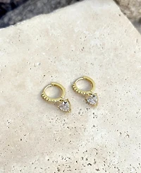 Adornia Gold Cz Heart-Shaped Huggie Hoop Earrings