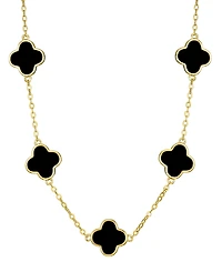 Adornia Gold Black Clover Station Necklace