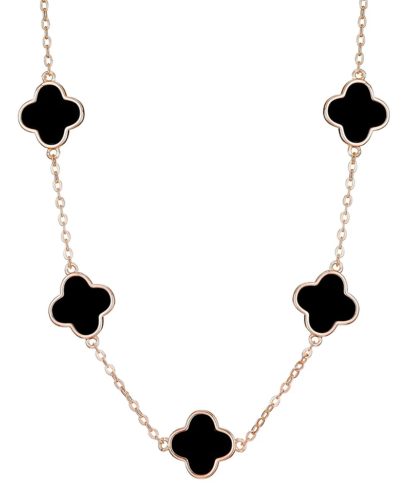 Adornia Gold Black Clover Station Necklace
