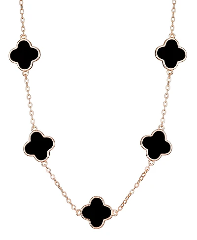 Adornia Gold Black Clover Station Necklace