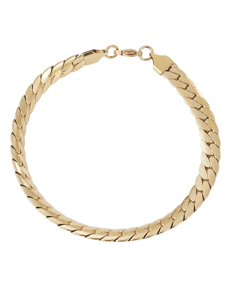 Adornia Tarnish Resistant Men's Gold Flat Curb Chain Bracelet