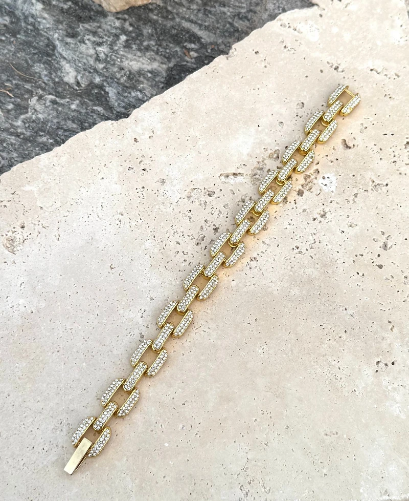 Adornia Gold Crystal Encrusted Link Chain Bracelet
