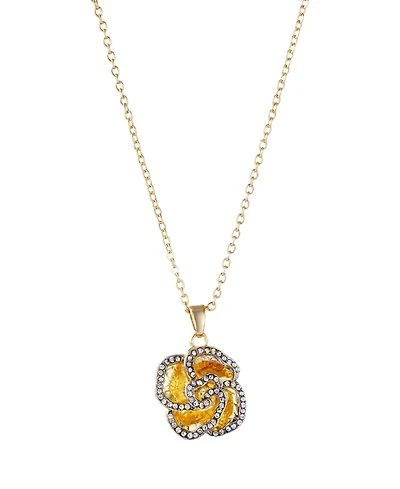 Adornia Gold Crystal Encrusted Flower Pendant Necklace