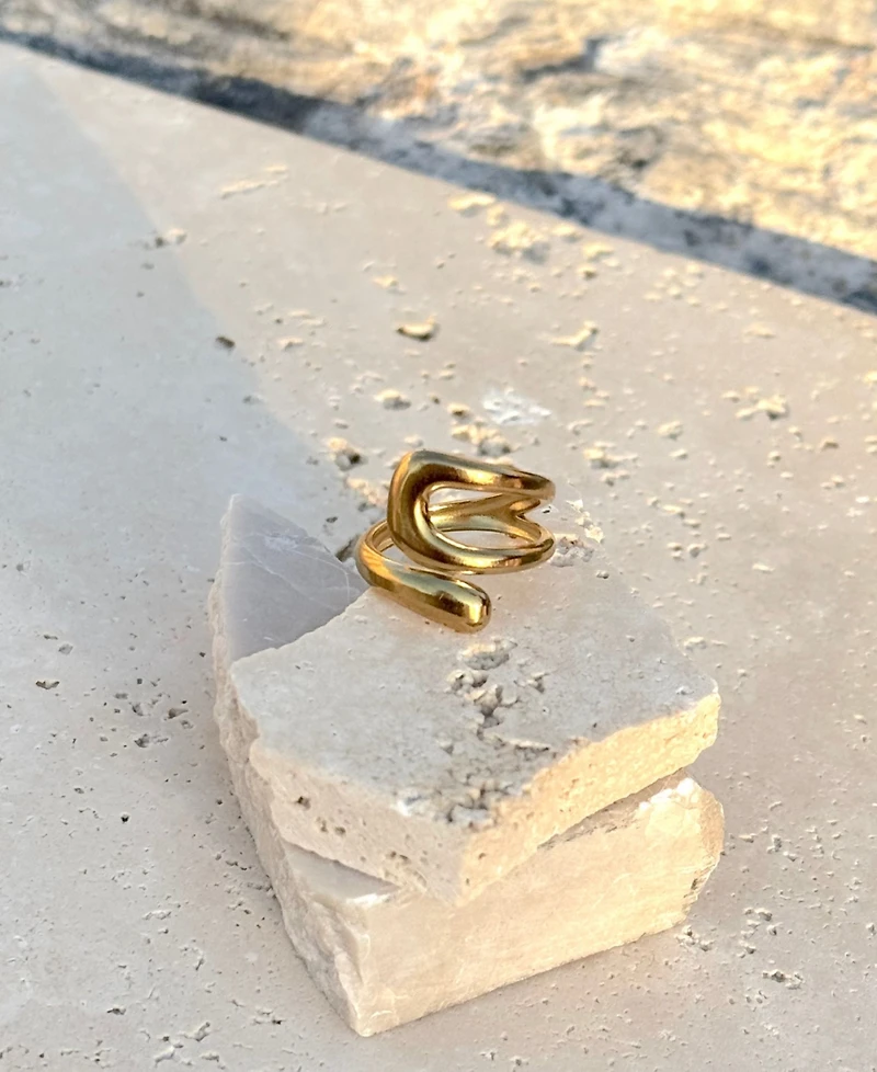 Adornia Tarnish Resistant Gold Open Bands Ring