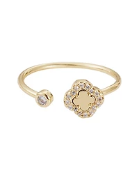 Adornia Gold Cz Open Band Clover Ring