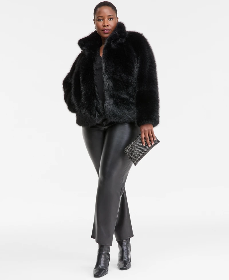 I.n.c. International Concepts Plus Faux-Fur Long-Sleeve Coat, Macy's Exclusive