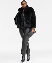 I.n.c. International Concepts Plus Faux-Fur Long-Sleeve Coat, Macy's Exclusive