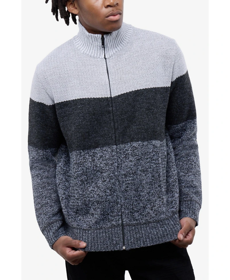 Cultura Men's Full Zip Mock Neck Sweater With Fleece Lining