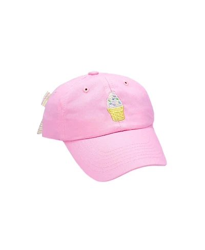 Bits & Bows Ice Cream Twill Girls' Bow Baseball Hat Pink