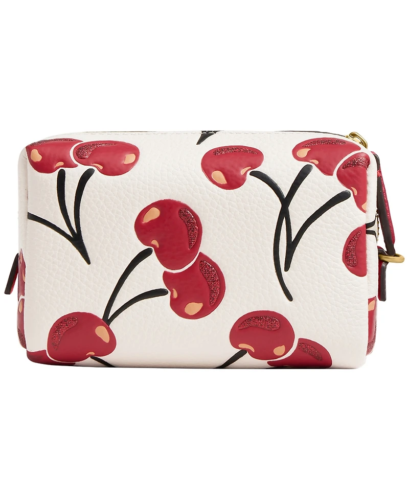 Coach Boxed Mini Cherry Print Leather Essential Cosmetic Pouch