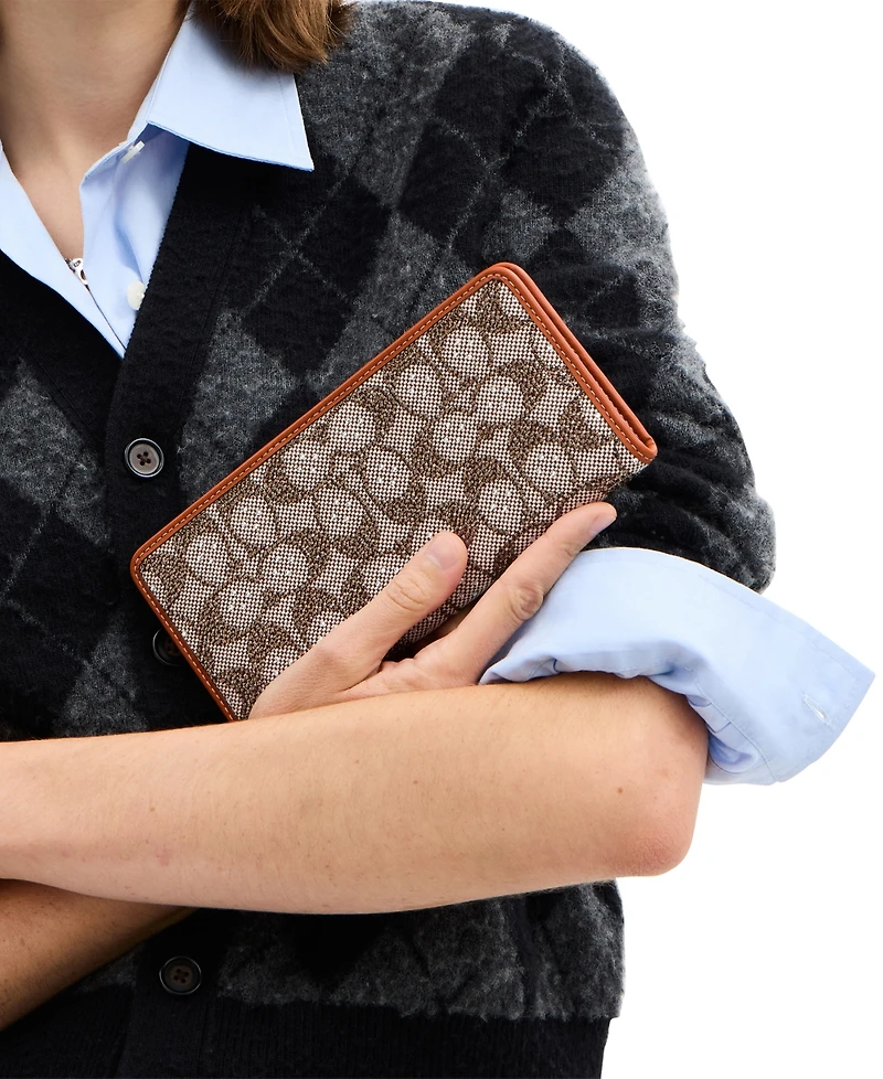 Coach Crystal Signature Jacquard Essential Slim Wallet