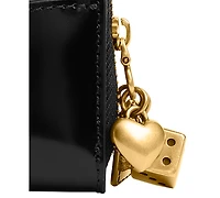 Coach Essential Small Spazzolato Leather Zip Around Card Case with Charm