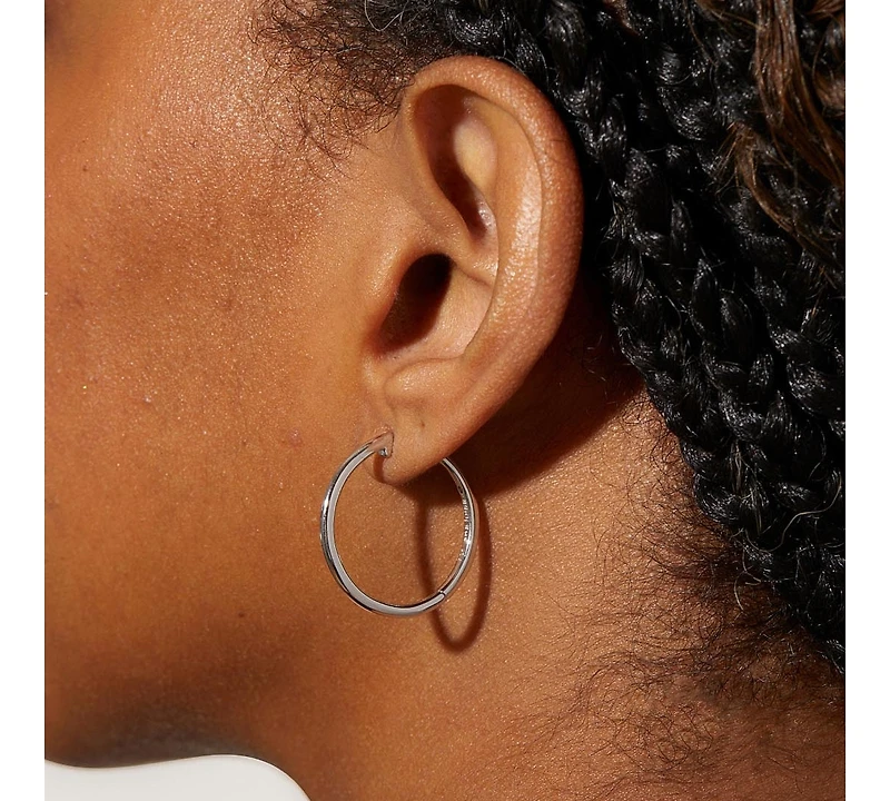 Ana Luisa Medium Slim Endless Hoops - Lo Medium Silver