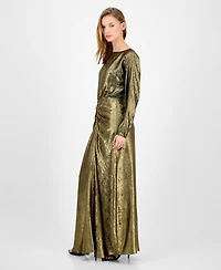 julia jordan Women's Metallic Satin Maxi Dress
