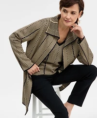 Jm Collection Petite Long-Sleeve Herringbone Cardigan, Macy's Exclusive