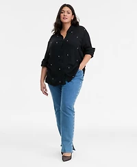 I.n.c. International Concepts Plus Size Embellished-Front Shirt, Macy's Exclusive