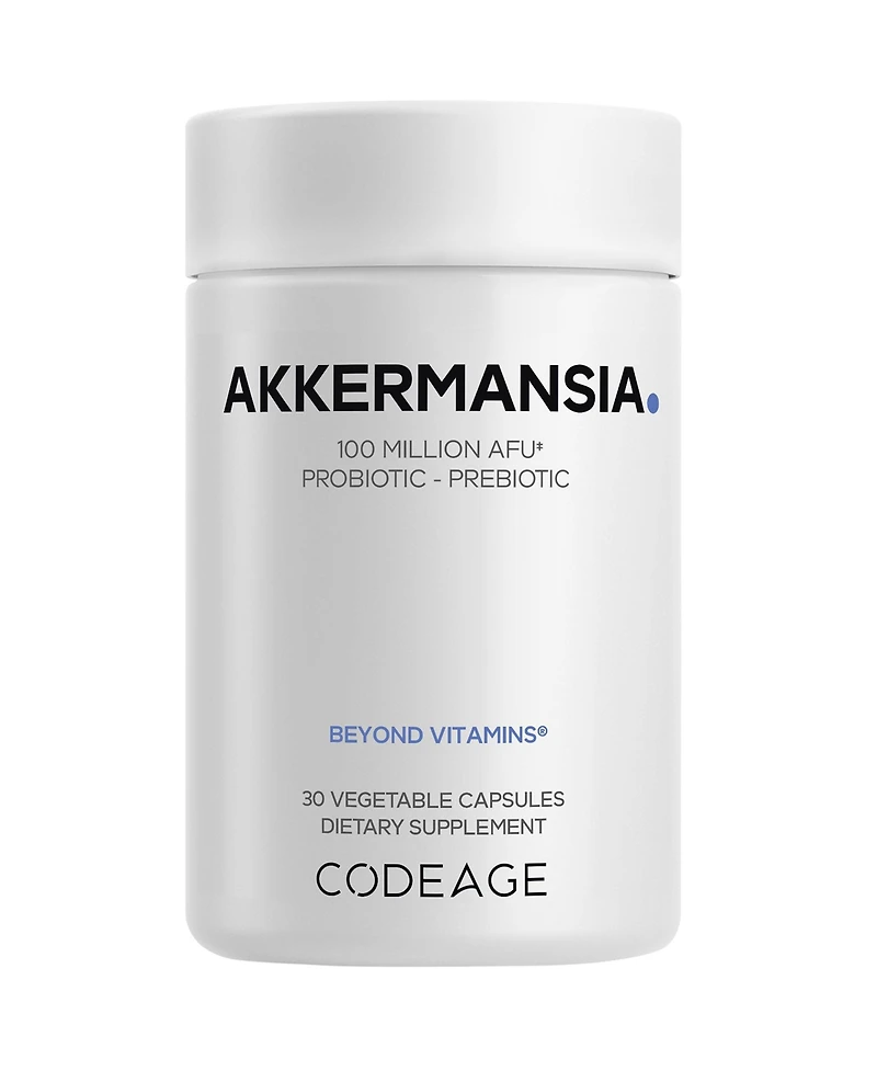 Codeage Akkermansia Synbiotic Supplement - 100 Million Afu Akkermansia Probiotic & Chicory Inulin Prebiotic - Chicory Root - 1 Capsule Per Serving