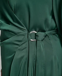 Dkny Plus Long Sleeve Surplice O-Ring Midi Dress
