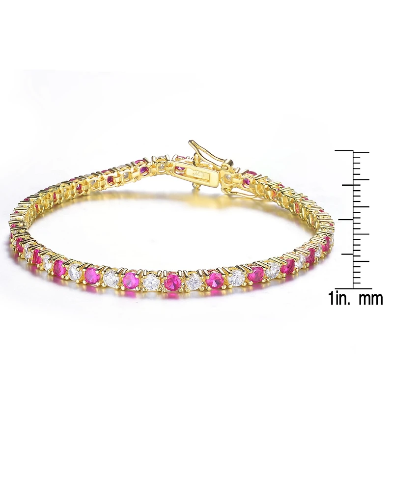 Genevive Sterling Silver with Colored Cubic Zirconia Tennis Bracelet