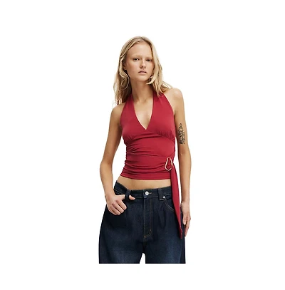 Cotton On Women's Buckle Belt Tie Halter Top