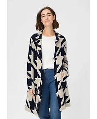 Olsen Longline Houndstooth Statement Cardigan