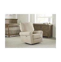 Westwood Design Savannah Wood Fabric Power-usb Glider Recliner in Ivory