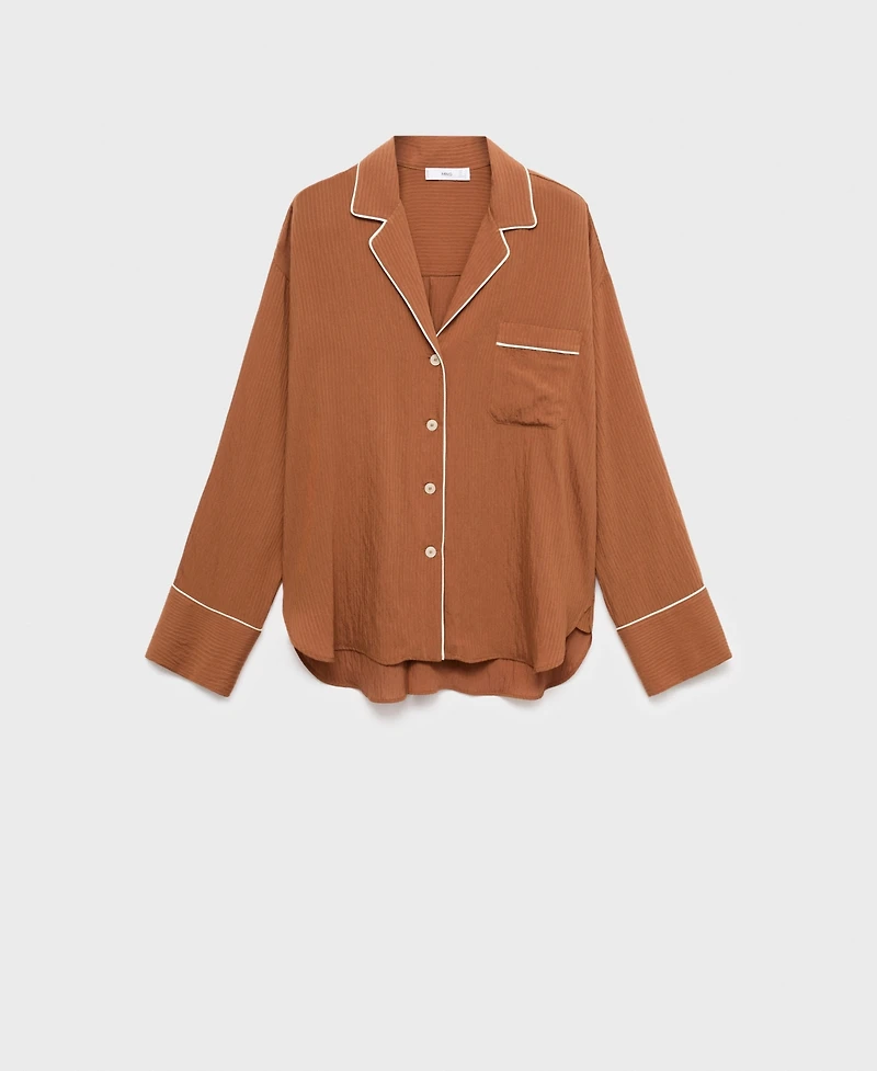 Mango Women's Contrasting Trim Textured Shirt