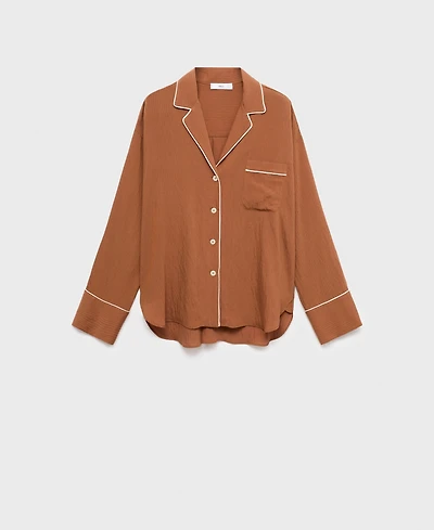 Mango Women's Contrasting Trim Textured Shirt