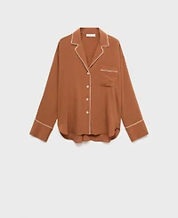 Mango Women's Contrasting Trim Textured Shirt