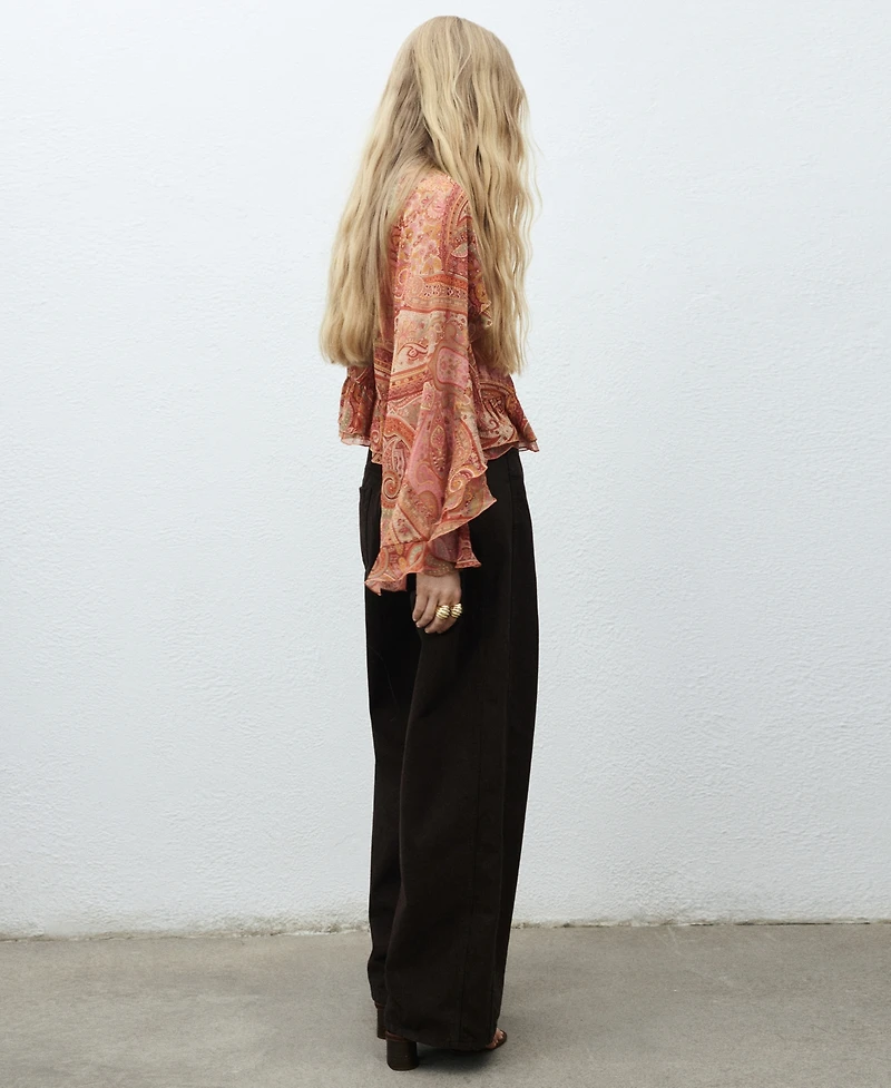 Mango Women's Ruffles Printed Blouse