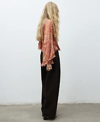 Mango Women's Ruffles Printed Blouse