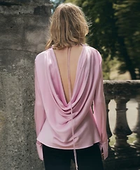 Mango Women's Draped Back Satin Blouse