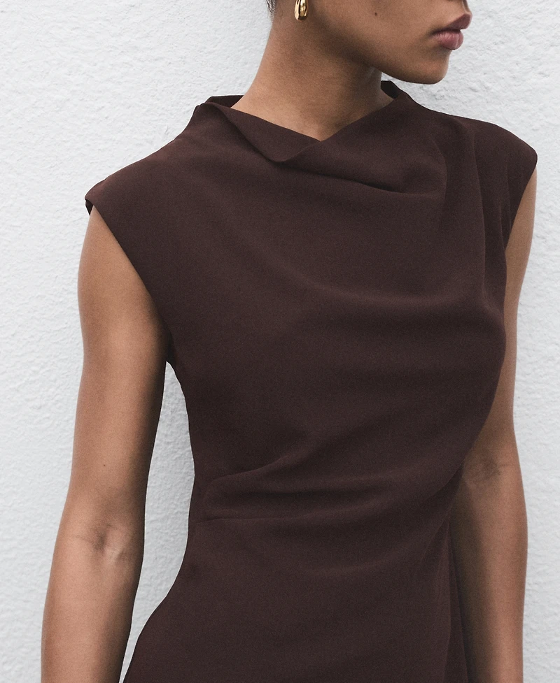 Mango Women's Draped Collar Short Dress