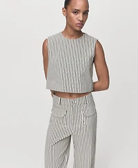 Mango Women's Pockets Striped Pants