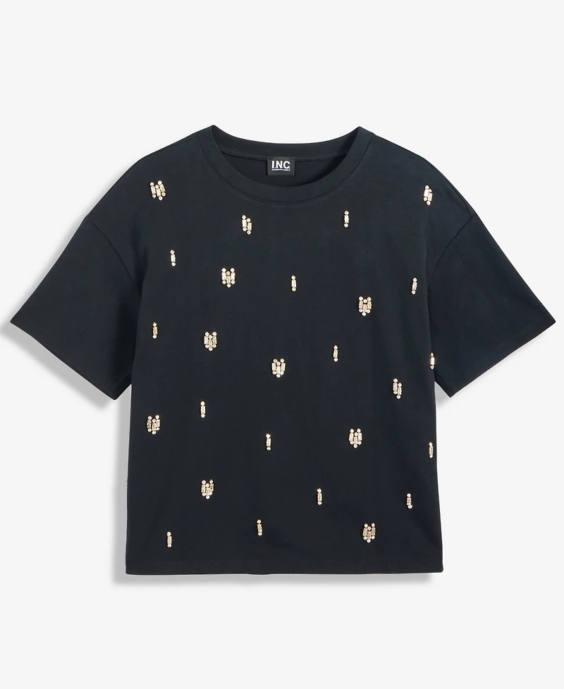 I.n.c. International Concepts Women's Cotton Embellished Tee, Macy's Exclusive