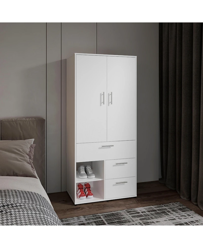 Riverdale Armoire, 2 Doors, 3 Drawers, Shelves, 6 Legs, Black Wengue