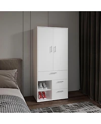 Riverdale Armoire, 2 Doors, 3 Drawers, Shelves, 6 Legs, Black Wengue