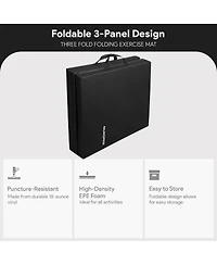 BalanceFrom Fitness GoGym 6'x2'x1.5" Folding 3 Panel Exercise Gym Mat, Black